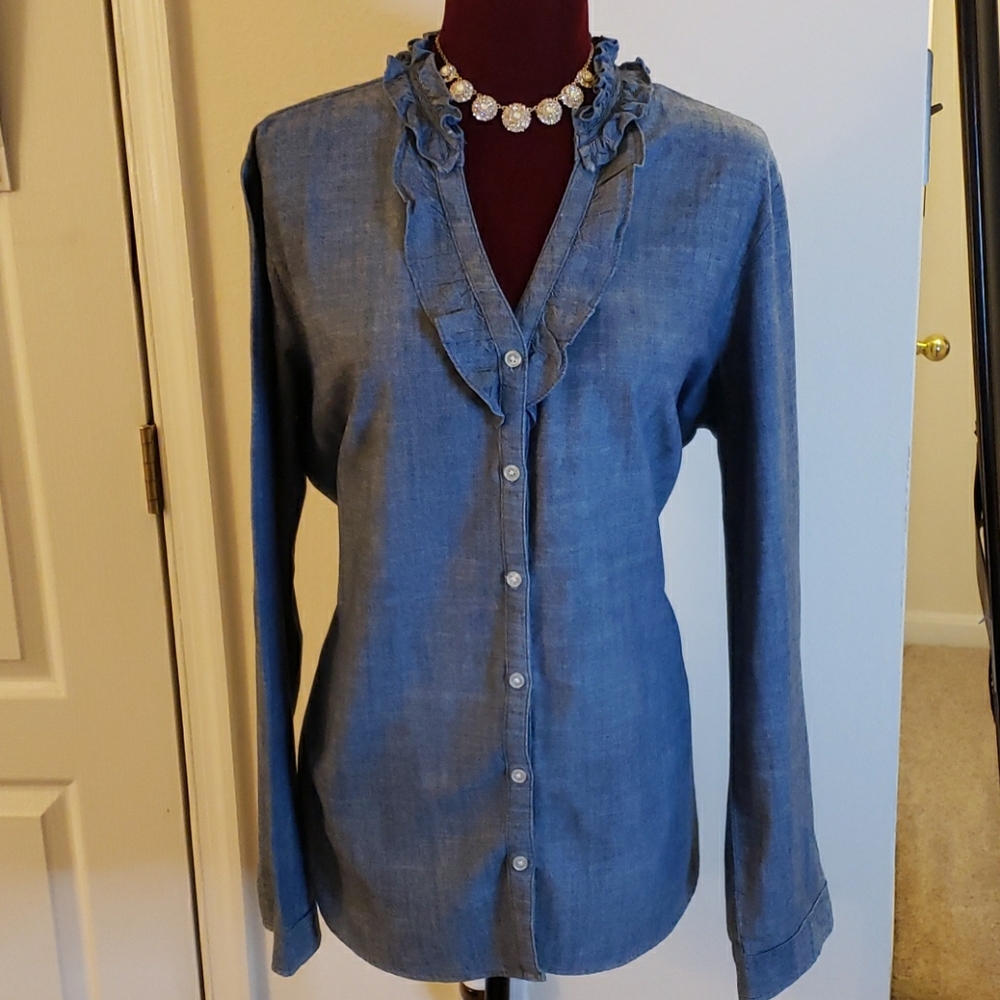 Ruffle Denim Top